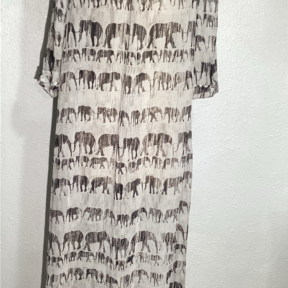 Nic+ Zoe Elephant Print Sheer Button Up Dress Siz… - image 6
